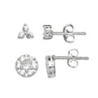 Primrose Sterling Silver Cubic Zirconia Triangle & Circle Cluster Stud Earring Set, Women's, White
