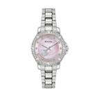 Bulova Woman's Crystal Heart Stainless Steel Watch - 96l237, Women's, Grey