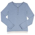 Girls Plus Size French Toast Scalloped Lace Henley, Girl's, Size: 14-16 Plus, Light Blue