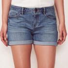 Women's Lc Lauren Conrad Cuffed Jean Shorts, Size: 14, Dark Blue