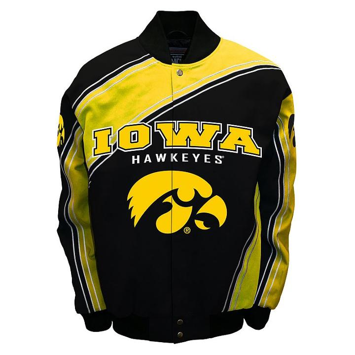 Men's Franchise Club Iowa Hawkeyes Warrior Twill Jacket, Size: Large, Black