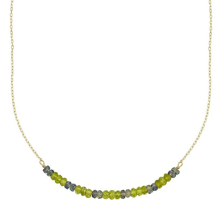 14k Gold Peridot & Green Sapphire Beaded Necklace, Women's, Size: 17