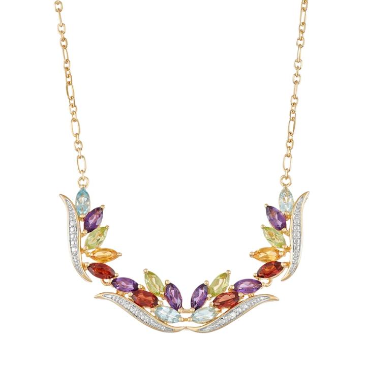 14k Gold Over Silver Gemstone & Diamond Accent Necklace, Women's, Size: 18, Red