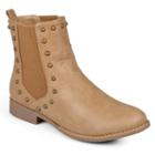 Journee Collection Bend Women's Studded Chelsea Boots, Girl's, Size: 7, Beig/green (beig/khaki)