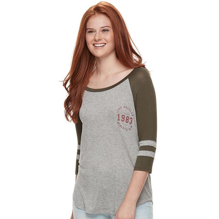 Juniors' Awake Los Angeles Raglan Graphic Tee, Teens, Size: Large, Med Grey