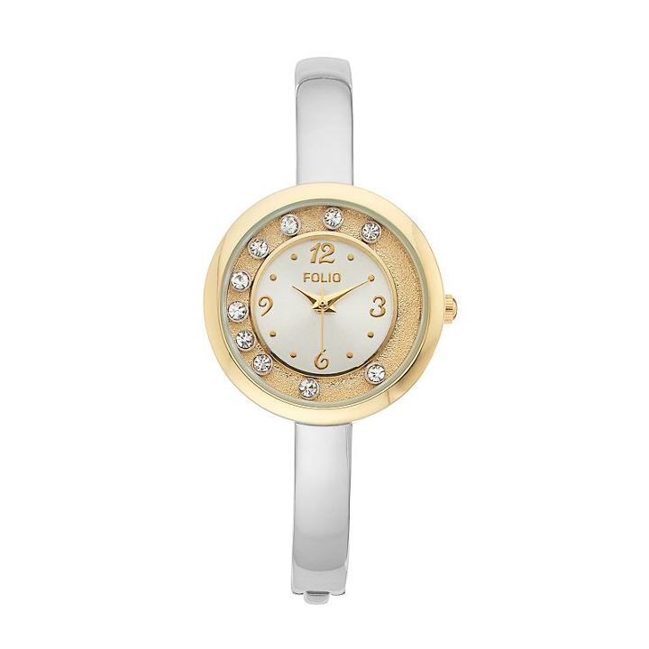 Folio Women's Floating Crystal Bangle Watch, Size: Small, Grey