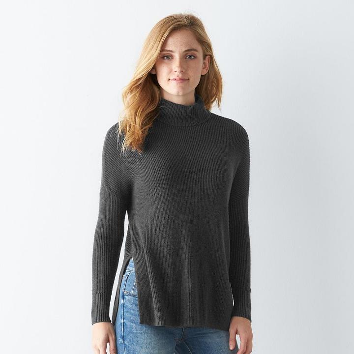Women's Sonoma Goods For Life&trade; Mockneck Sweater, Size: Xxl, Dark Grey