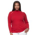 Plus Size Croft & Barrow&reg; Mock Neck Tee, Women's, Size: 3xl, Med Red