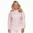 Plus Size Croft & Barrow&reg; Button Front Top, Women's, Size: 2xl, Light Pink
