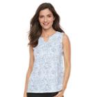 Women's Croft & Barrow&reg; Peasant Henley Tank, Size: Small, Blue (navy)