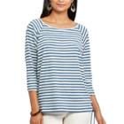 Women's Chaps Striped Lace-up Pullover, Size: Xs, Blue