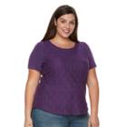 Plus Size Croft & Barrow&reg; Lace Tee, Women's, Size: 2xl, Purple
