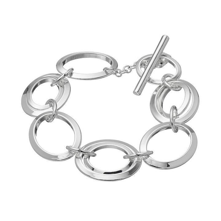 Chaps Circle Link Toggle Bracelet, Women's, Silver