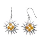 Sterling Silver Pressed Flower Sun Drop Earrings, Women's, Multicolor