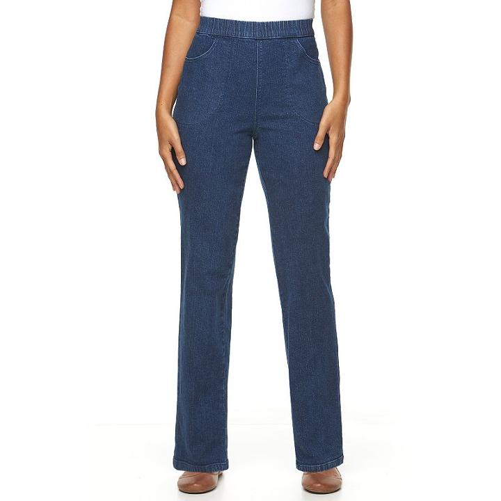 Women's Croft & Barrow&reg; Straight-leg Pull-on Jeans, Size: Xl Long, Blue