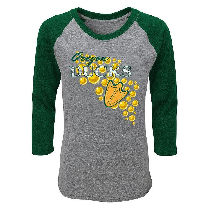 Girls 4-6x Oregon Ducks Raglan Tee, Girl's, Size: M(5/6), Green Oth