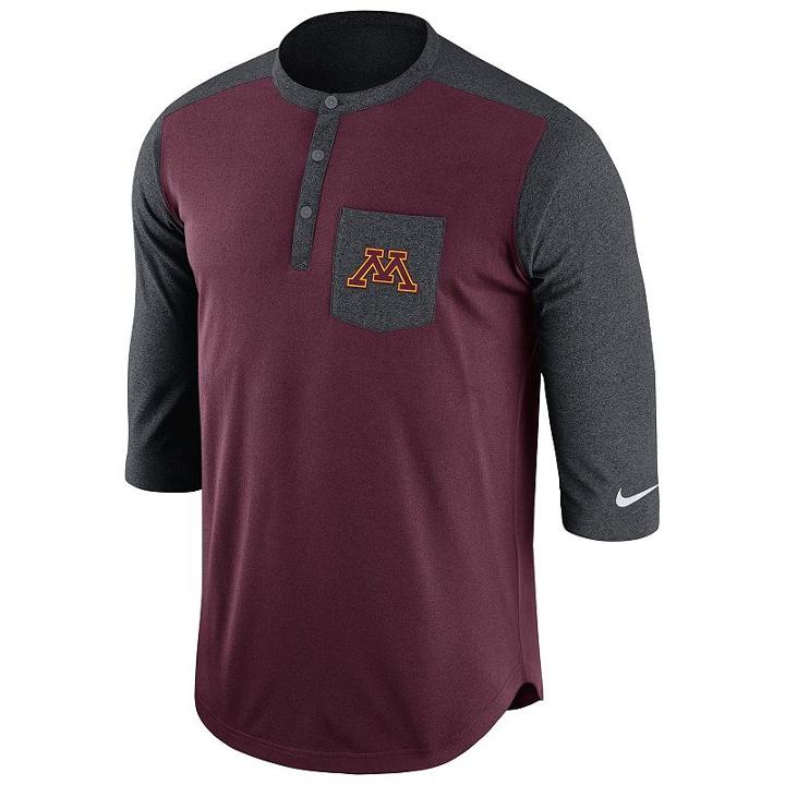 Men's Nike Minnesota Golden Gophers Dri-fit Touch Henley, Size: Xl, Ovrfl Oth
