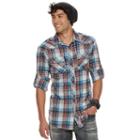 Big & Tall Rock & Republic Plaid Roll-tab Flannel Button-down Shirt, Men's, Size: L Tall, Med Grey