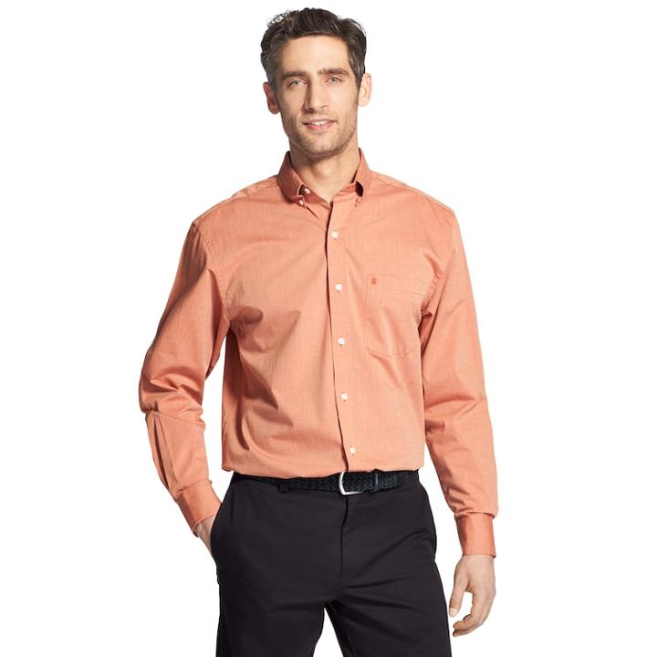 Men's Izod Premium Essentials Classic-fit Button-down Shirt, Size: Small, Brt Orange