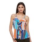 Women's Jennifer Lopez Print Ruffle Tank, Size: Xl, Med Blue