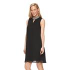 Women's Perceptions Beaded Shift Dress, Size: 14, Black