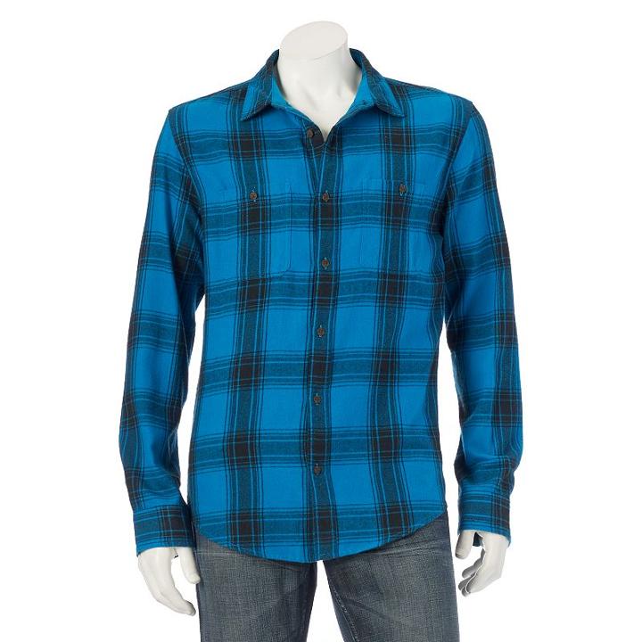 Big & Tall Urban Pipeline&reg; Plaid Flannel Button-down Shirt, Men's, Size: Xl Tall, Blue