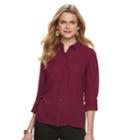 Women's Apt. 9&reg; Convertible Button Tab Blouse, Size: Xl, Dark Red