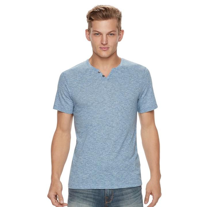 Men's Rock & Republic Textured Notchneck Tee, Size: Medium, Blue