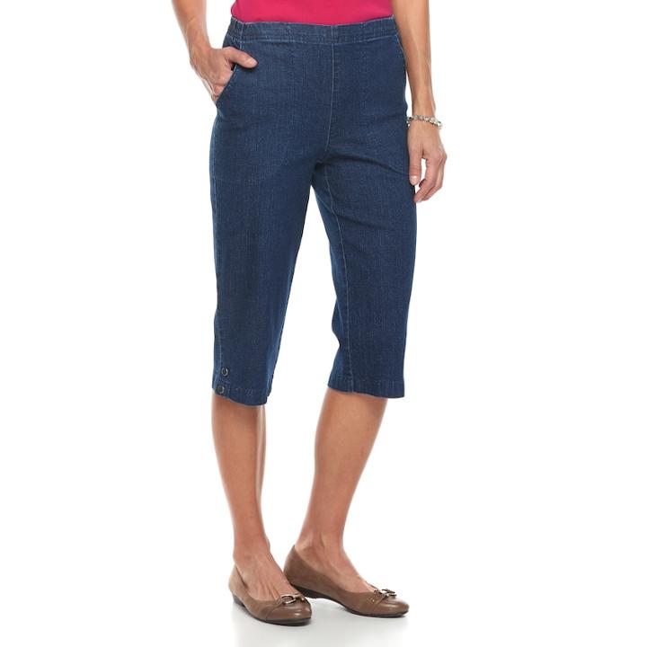 Petite Croft & Barrow&reg; Snap-hem Capris, Women's, Size: 12 Petite, Dark Blue