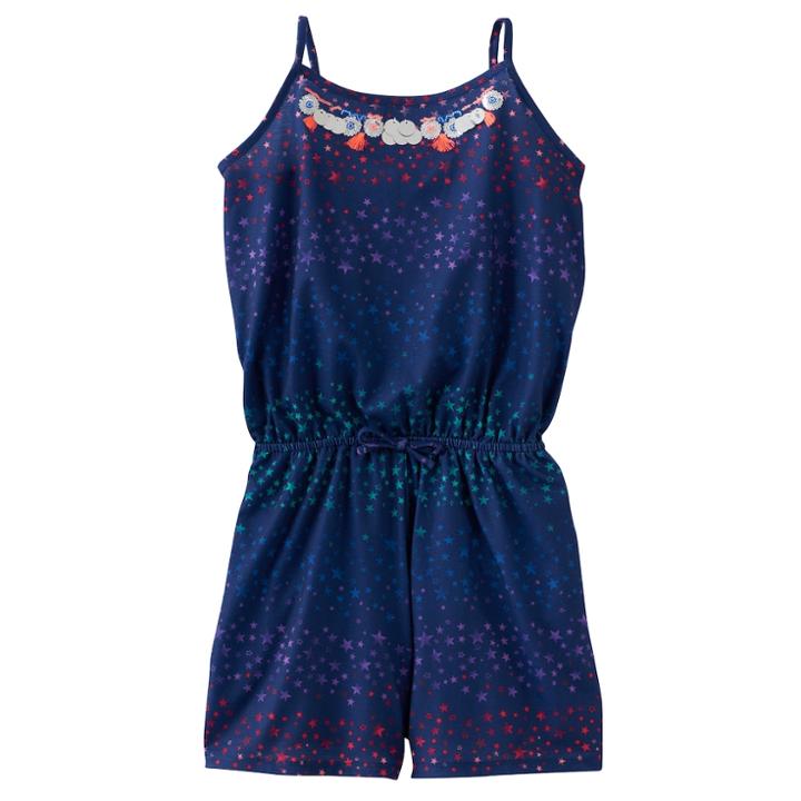 Girls 7-16 & Plus Size So&reg; Embellished Neck Pattern Romper, Size: Xxl/16, Blue