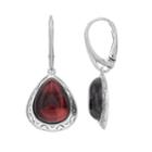 Sterling Silver Amber Teardrop Earrings, Women's, Red