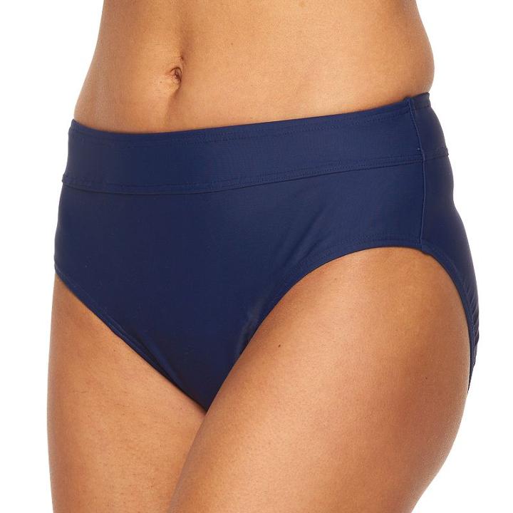 Women's Croft & Barrow&reg; Solid Semi High-waisted Scoop Bottoms, Size: 12, Blue (navy)