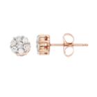 10k Rose Gold 1/4 Carat T.w. Diamond Cluster Stud Earrings, Women's, White