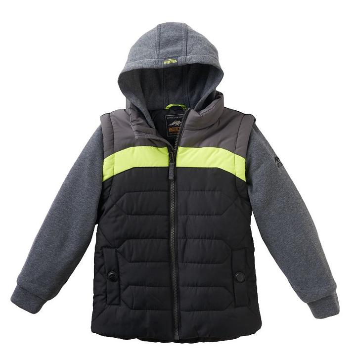 Boys 4-7 Pacific Trail Mock-layer Puffer Vest Hoodie, Boy's, Size: 5-6, Black