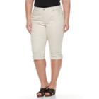 Plus Size Gloria Vanderbilt Lillian Cuffed Skimmer Capris, Women's, Size: 24 W, Lt Beige