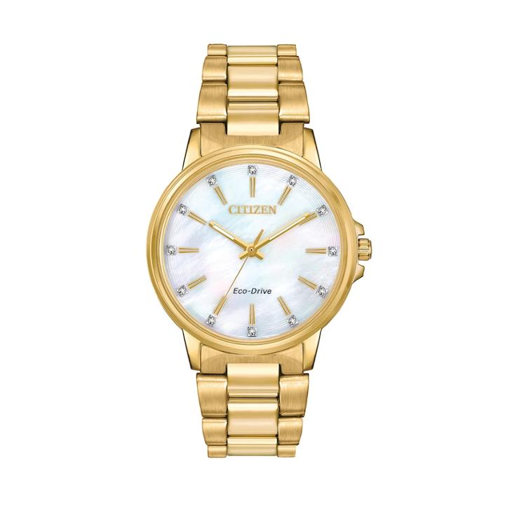 Citizen Eco-drive Women's Chandler Crystal Stainless Steel Watch - Fe7032-51d, Size: Medium, Yellow