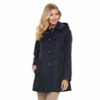 Women's Tower By London Fog Hooded Double-collar Jacket, Size: Large, Blue (navy)
