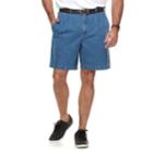 Big & Tall Croft & Barrow&reg; Relaxed-fit Side-elastic Denim Pleated Cargo Shorts, Men's, Size: 48, Light Blue