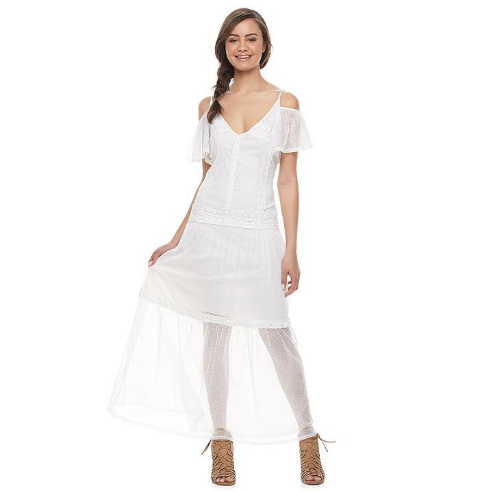 Disney Pirates Of The Caribbean: Juniors Collection Sheer Hem Maxi Dress, Girl's, Size: Small, White