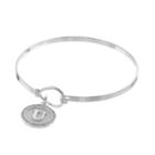 Silver-plated Crystal Halo Initial Charm Bangle Bracelet, Women's, Size: 7.5