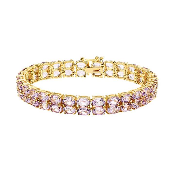 Sterling Silver Amethyst Double Row Tennis Bracelet, Women's, Size: 7, Purple