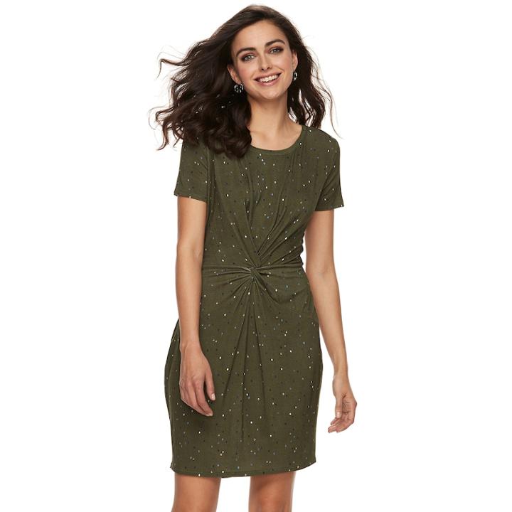 Women's Apt. 9&reg; Knot Front Sheath Dress, Size: Small, Dark Green