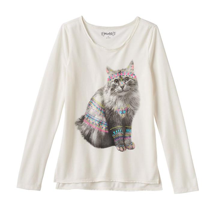 Girls 7-16 & Plus Size Mudd&reg; High-low Raw-edge Graphic Tee, Girl's, Size: 7-8, White Oth