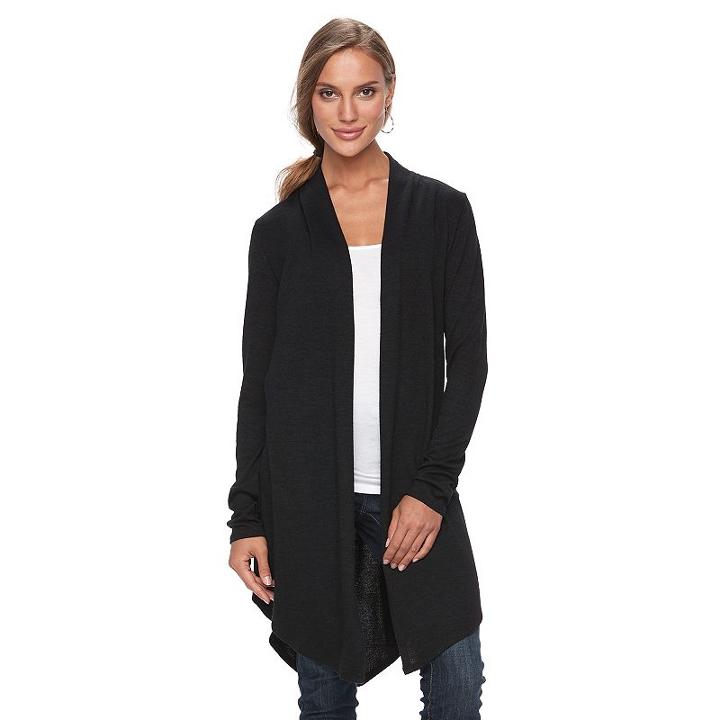 Women's Apt. 9&reg; Split Back Cardigan, Size: Small, Black