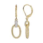 18k Gold Over Silver Diamond Accent Twist Oval Drop Earrings, Women's, White