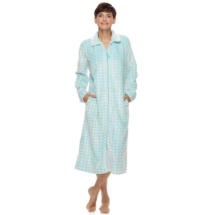 Women's Croft & Barrow&reg; Plush Zip Lounger, Size: Xl, Turquoise/blue (turq/aqua)