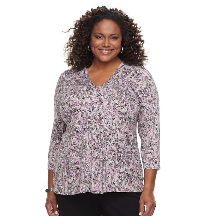 Plus Size Dana Buchman Release Pleat Top, Women's, Size: 1xl, Black