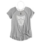 Girls 7-16 Sugar Rush Front Tie Crocheted Top With Necklace, Size: Small, Grey