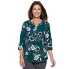 Women's Croft & Barrow&reg; Smocked Printed Top, Size: Xxl, Dark Blue