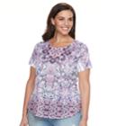 Plus Size World Unity Printed Top, Women's, Size: 0x, Purple